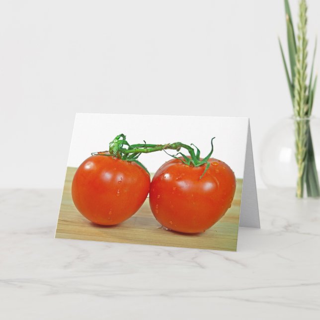 Tarjeta aniversario del cónyuge de un par de tomates madur (Anverso)