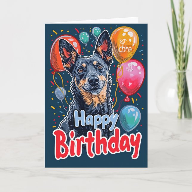 Tarjeta Aniversario del Cordero Kelpie australiano con glo (Anverso)