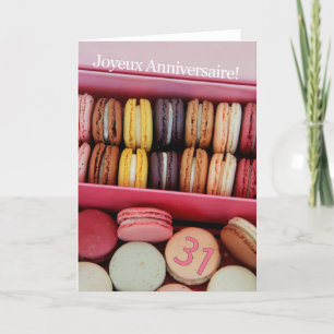 Tarjeta ¡Aniversario del cumpleaños 31 de Francia Macaron-