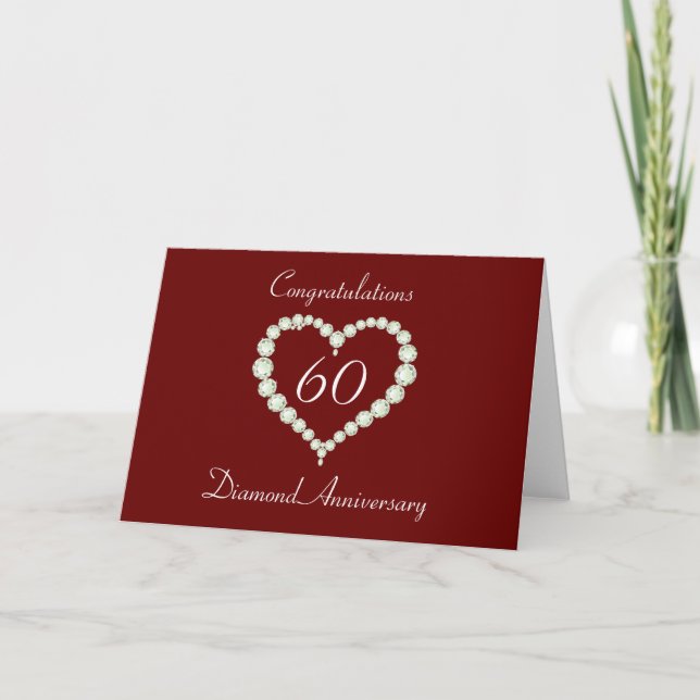 Tarjeta Aniversario del Diamante del Corazón de Amor (Anverso)