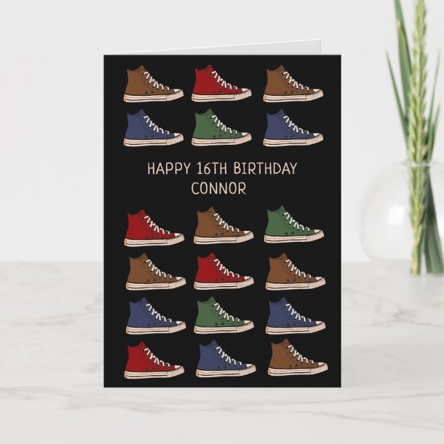 Tarjeta Aniversario del diseño de zapatos de tenis de alta (Anverso)