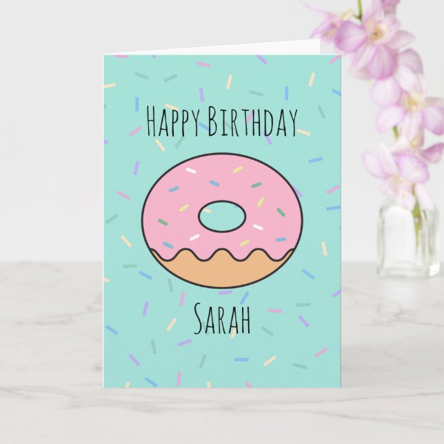 Tarjeta Aniversario del donut rosado (Orquídea)