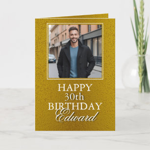 Tarjeta Aniversario del elegante novio de la foto de oro