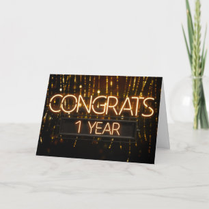 Tarjeta Aniversario del Empleado 1 Año - Señales de Neón