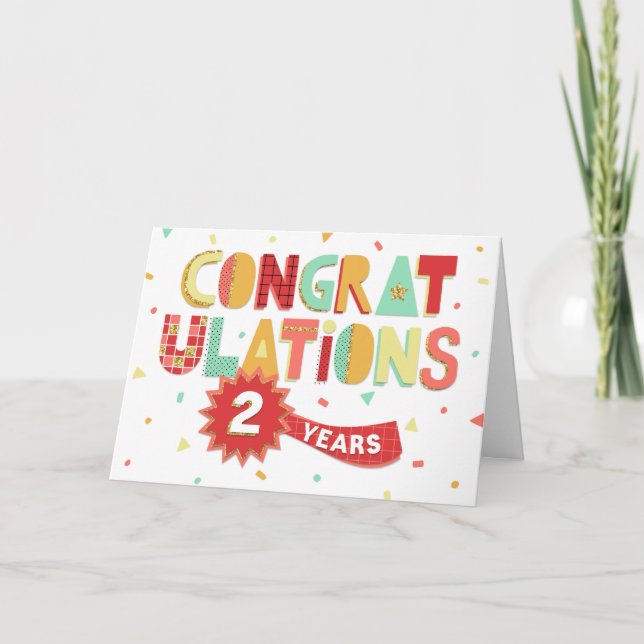 Tarjeta Aniversario del empleado 2 años de diversión felic (Anverso)