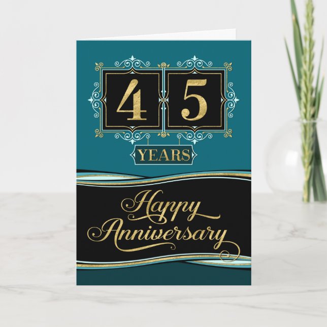 Tarjeta Aniversario del empleado 45 años de jade formal (Anverso)