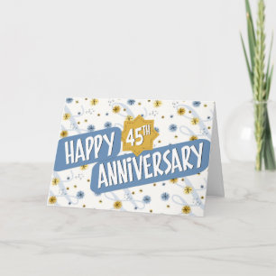 Tarjeta Aniversario del empleado 45 años Patrón blanco azu