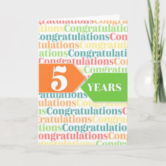 Tarjeta Aniversario del empleado 5 años patrón colorido