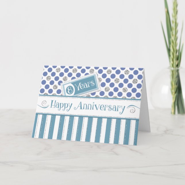 Tarjeta Aniversario del empleado 8 años Jade Blue (Anverso)