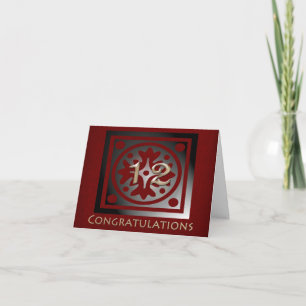 Tarjeta Aniversario del empleado de 12 años elegante rojo 