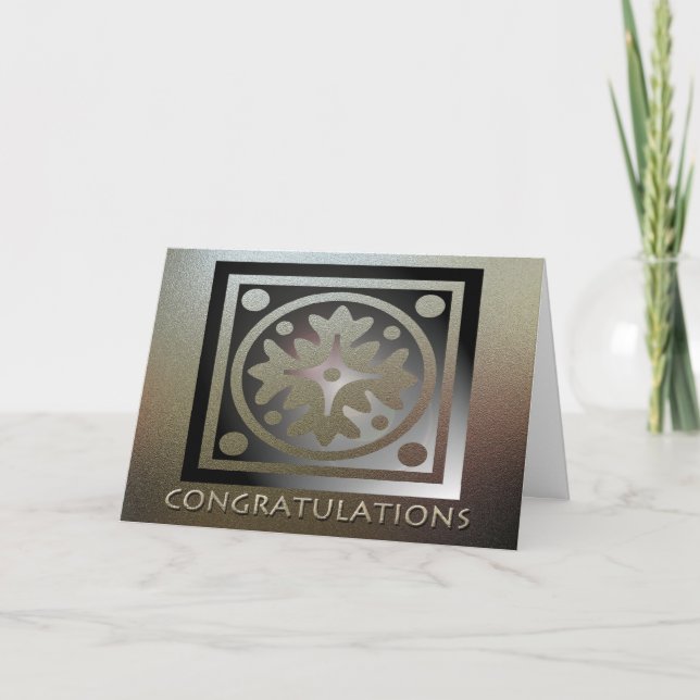 Tarjeta Aniversario del Empleado Elegante Dorado (Anverso)