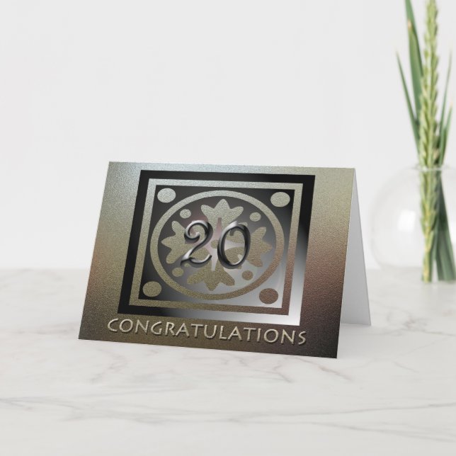 Tarjeta Aniversario del Empleado Elegante Dorado (Anverso)