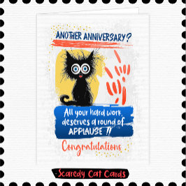 Tarjeta Aniversario del Empleado Gato Miedoso