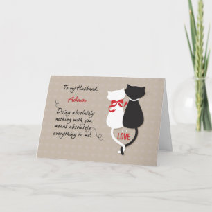 Tarjeta Aniversario del esposo personifica gatos de amor