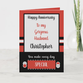 Tarjeta Aniversario del esposo todos los días es rojo espe