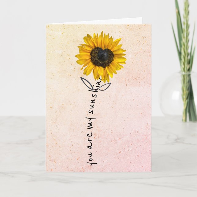 Tarjeta Aniversario del girasol del corazón (Anverso)