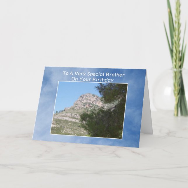 Tarjeta Aniversario del Hermano Personalizado de Paisaje (Anverso)
