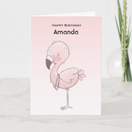 Tarjeta Aniversario del Ilustracion de Flamingo Rosa