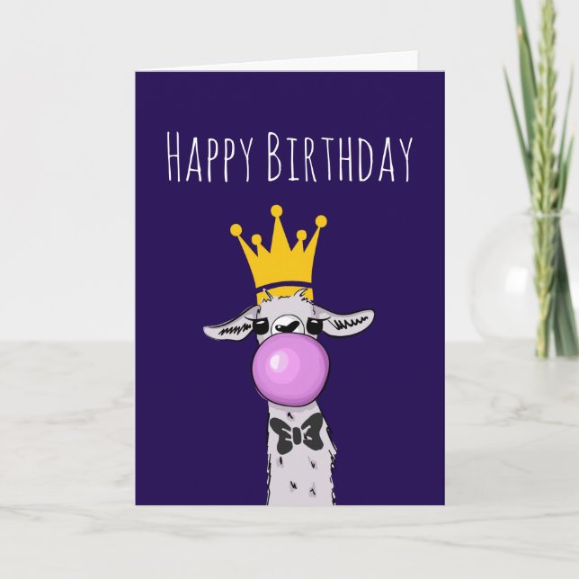 Tarjeta Aniversario del Ilustracion de una llama graciosa (Anverso)