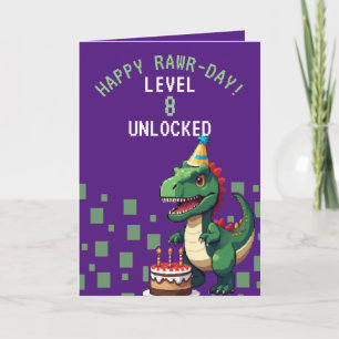 Tarjeta Aniversario del jugador simple de píxeles verde y 