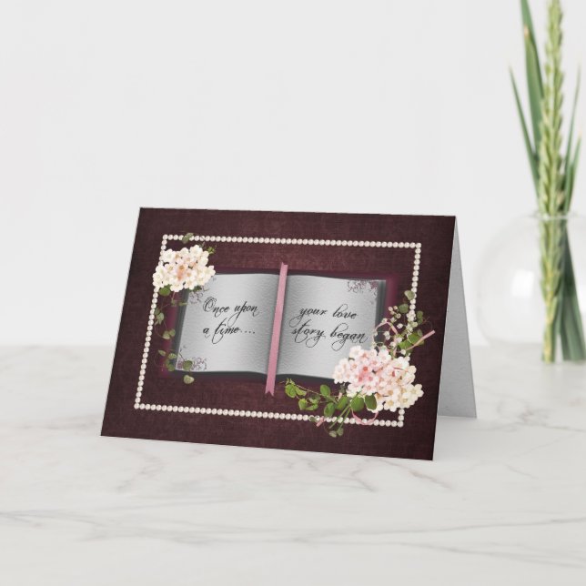 Tarjeta Aniversario del libro de historias de amor boda (Anverso)