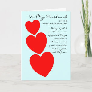 Tarjeta Aniversario del marido con corazones rojos persona