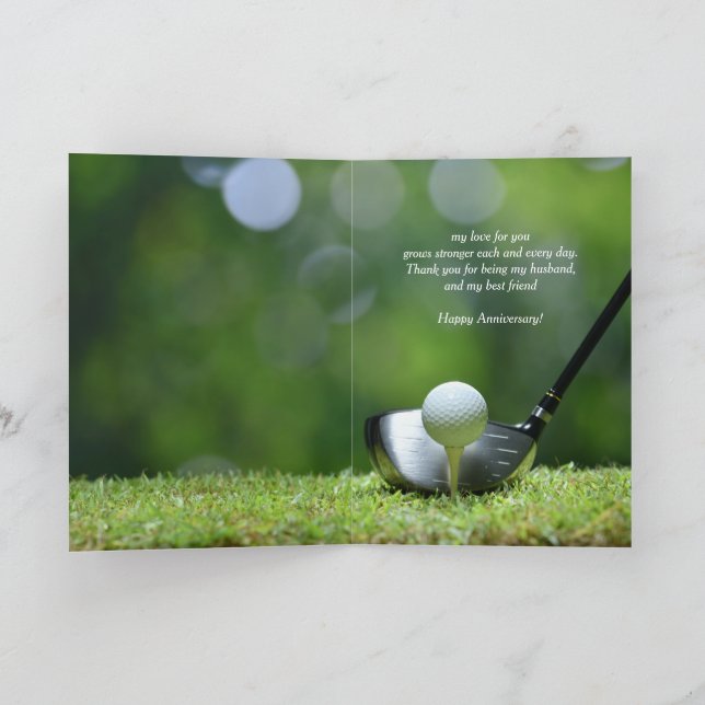 Tarjeta Aniversario del Marido Friend Golf ball Course Gol (Interior)