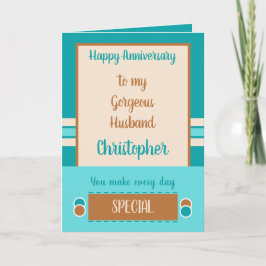 Tarjeta Aniversario del marido todos los días es turquesa