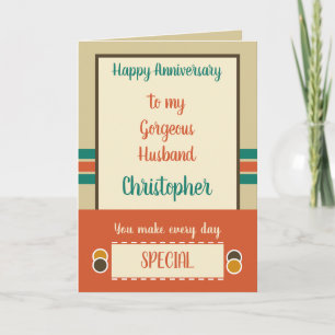 Tarjeta Aniversario del marido todos los días es un naranj