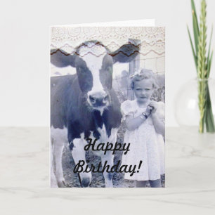 Tarjeta Aniversario del nacimiento del niño y la vaca