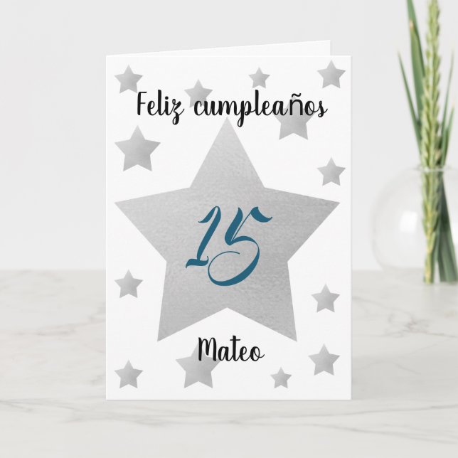 Tarjeta Aniversario del Niño Español de Silver Stars (Anverso)