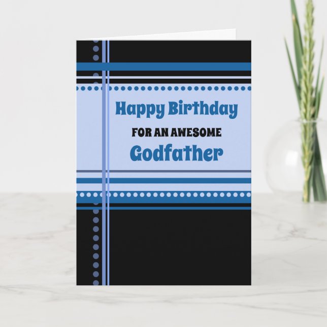 Tarjeta Aniversario del Padrino del Retro Azul (Anverso)