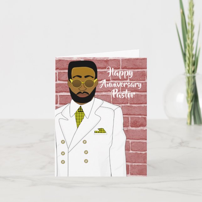 Tarjeta Aniversario del pastor masculino afroamericano (Anverso)
