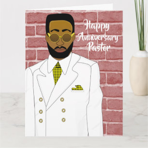 Tarjeta Aniversario del pastor masculino afroamericano
