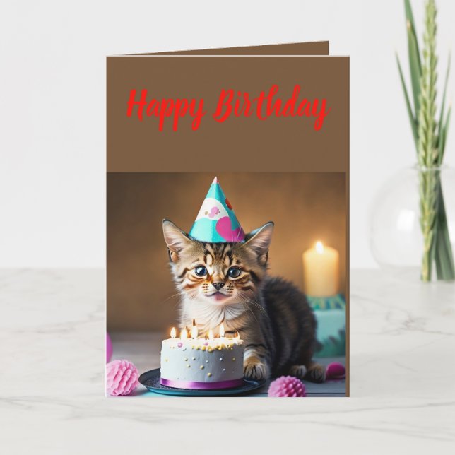 Tarjeta Aniversario del Pequeño Gatito (Anverso)