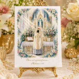 Tarjeta Aniversario del Sacerdocio Elegante Altar Mariano