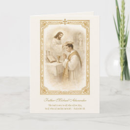 Tarjeta Aniversario del sacerdote Jesús coronando al sacer