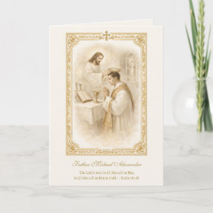 Tarjeta Aniversario del sacerdote Jesús coronando al sacer