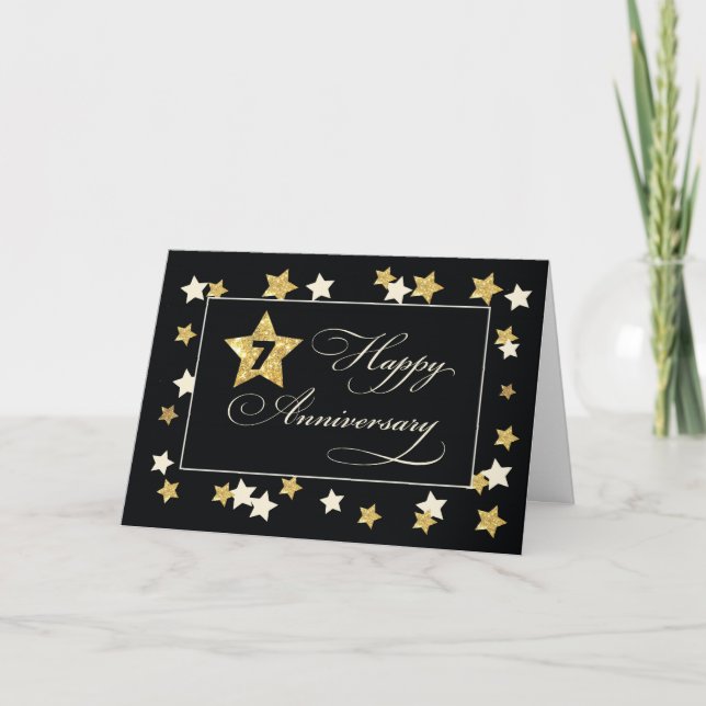 Tarjeta Aniversario del Séptimo Empleado Efecto Oro Negro (Anverso)