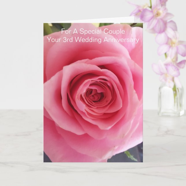 Tarjeta Aniversario del tercer Boda personalizado de Rosa  (Orquídea)