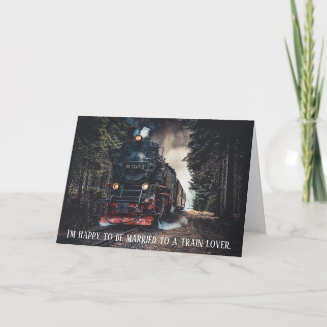 Tarjeta Aniversario del tren de locomotora de vapor Lover  (Anverso)