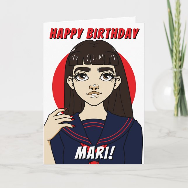 Tarjeta Aniversario del uniforme de marinero de Chica japo (Anverso)
