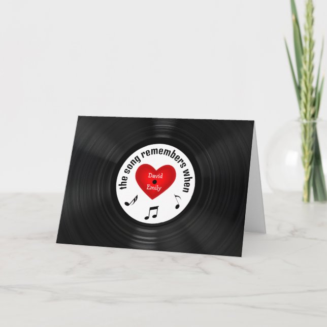 Tarjeta Aniversario del Vinilo Negro con título de canción (Anverso)