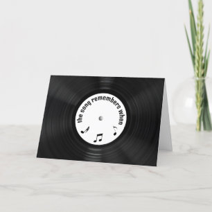 Tarjeta Aniversario del Vinilo Negro con título de canción