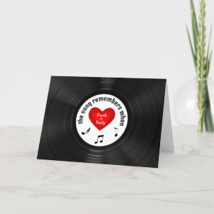 Tarjeta Aniversario del Vinilo Negro con título de canción