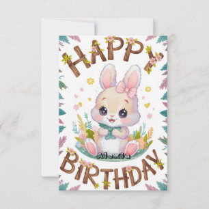 Tarjeta Aniversario digital de conejo de niños