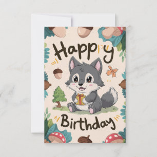 Tarjeta Aniversario digital del lobo simple