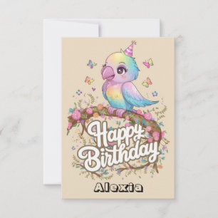 Tarjeta Aniversario digital del loro de los bosques de Cut