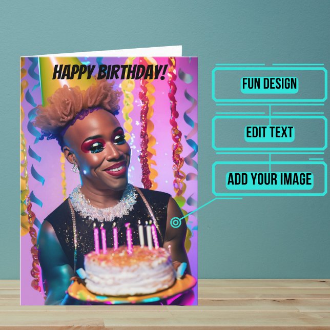 Tarjeta Aniversario divertidísimo de la Reina Americana Af (Make sure their LGBTQ+ birthday is as gay as they are.)