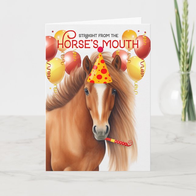 Tarjeta Aniversario divertidísimo del caballo rojo de cast (Anverso)